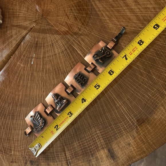 Vintage copper Buddha link bracelet - Picture 5 of 6